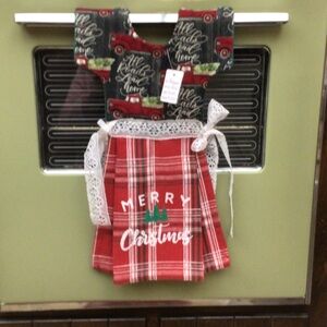 Festive Red Christmas Kitchen hanging dish towel